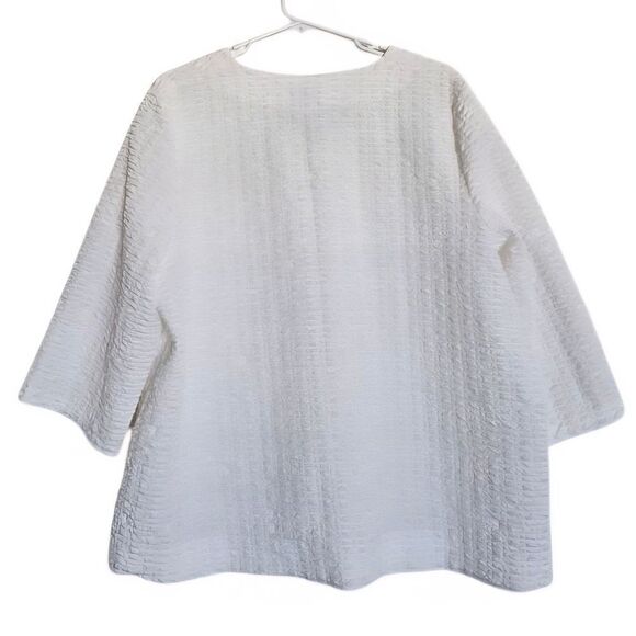 Pucker Textured Button Front Blazer XL White Lagenlook Niche Nilgun Derman - Picture 3 of 7